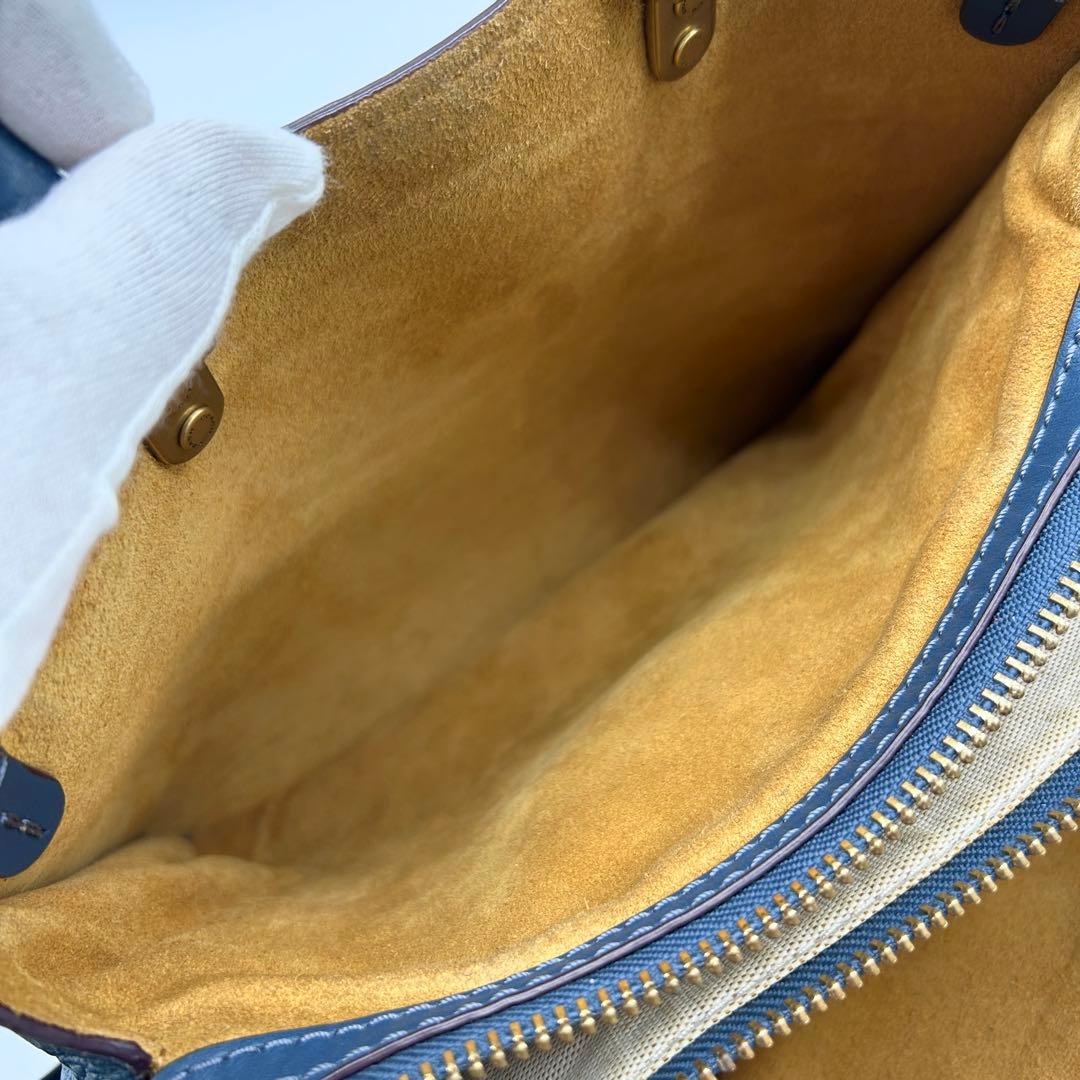 【美品】コーチ ローグ25 2way ショルダーバッグ ブルー グラブタンレザー