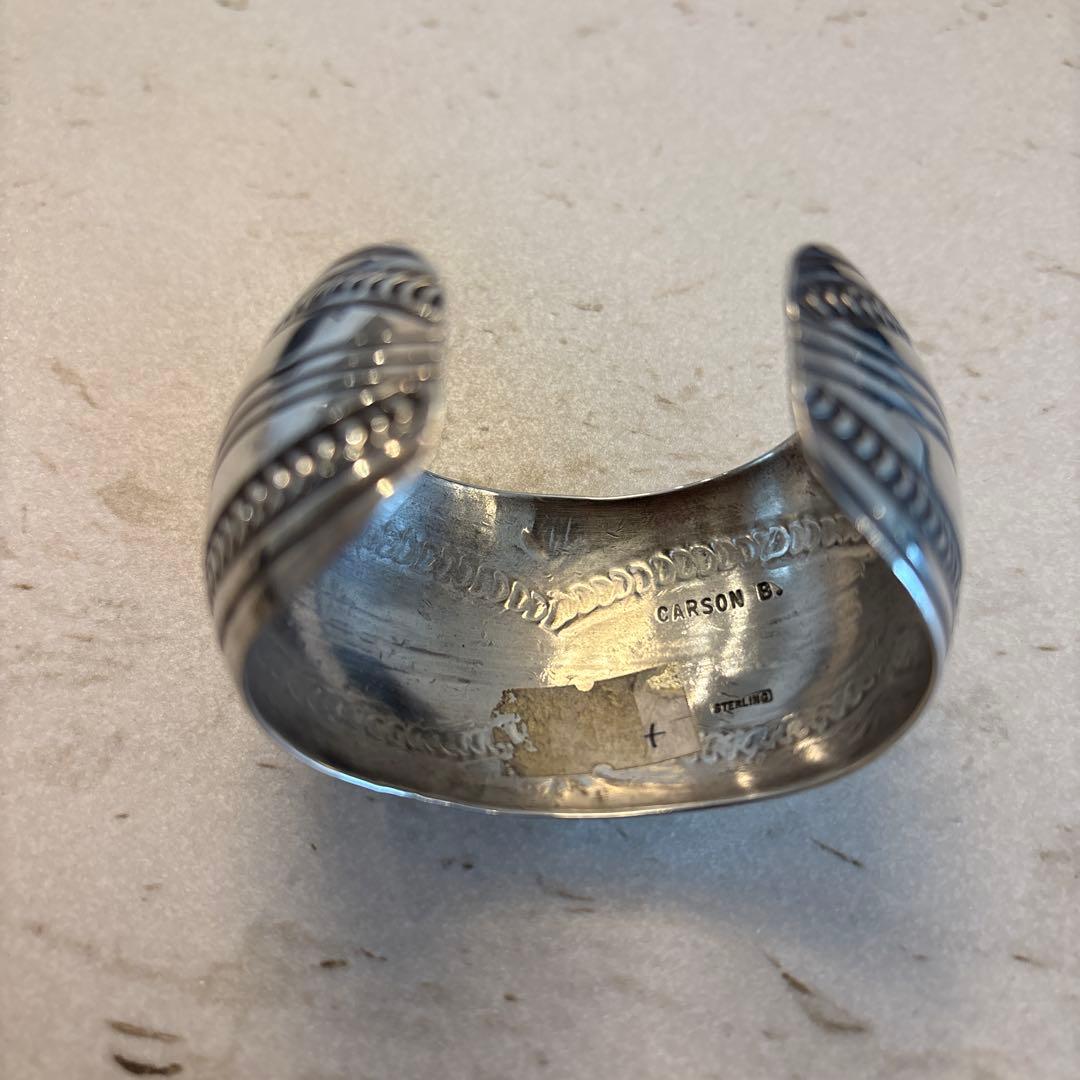 Carson B ナバホ　インディアンジュエリー　バングル　スタンプワーク