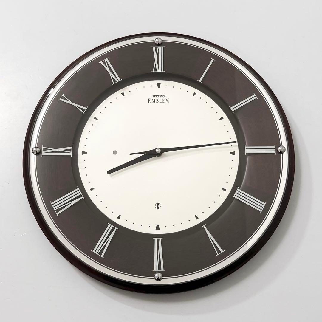 美品 SEIKO EMBLEM セイコー 電波時計 掛時計 HS540B 無垢