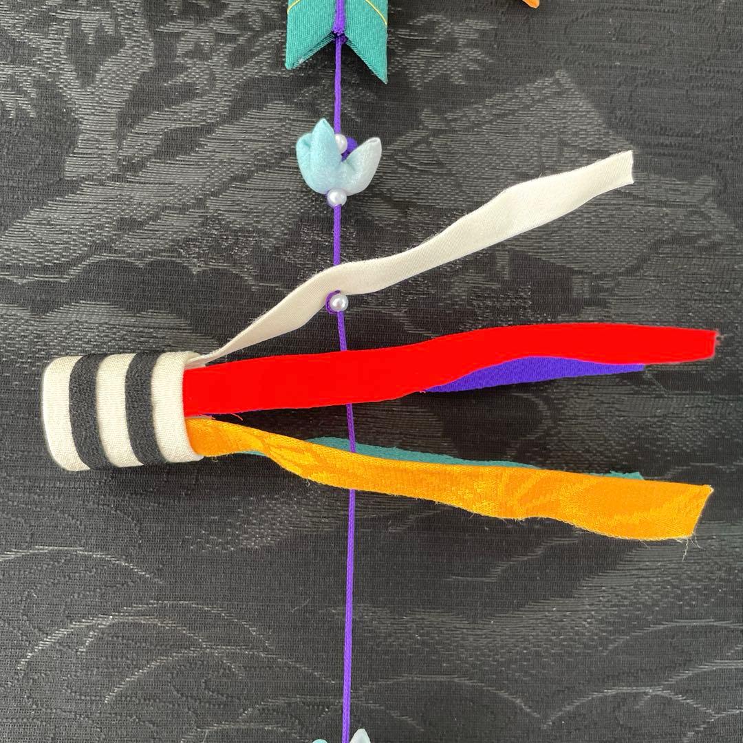 141 ちりめん細工　端午の節句タペストリー　吊るし飾り　古布