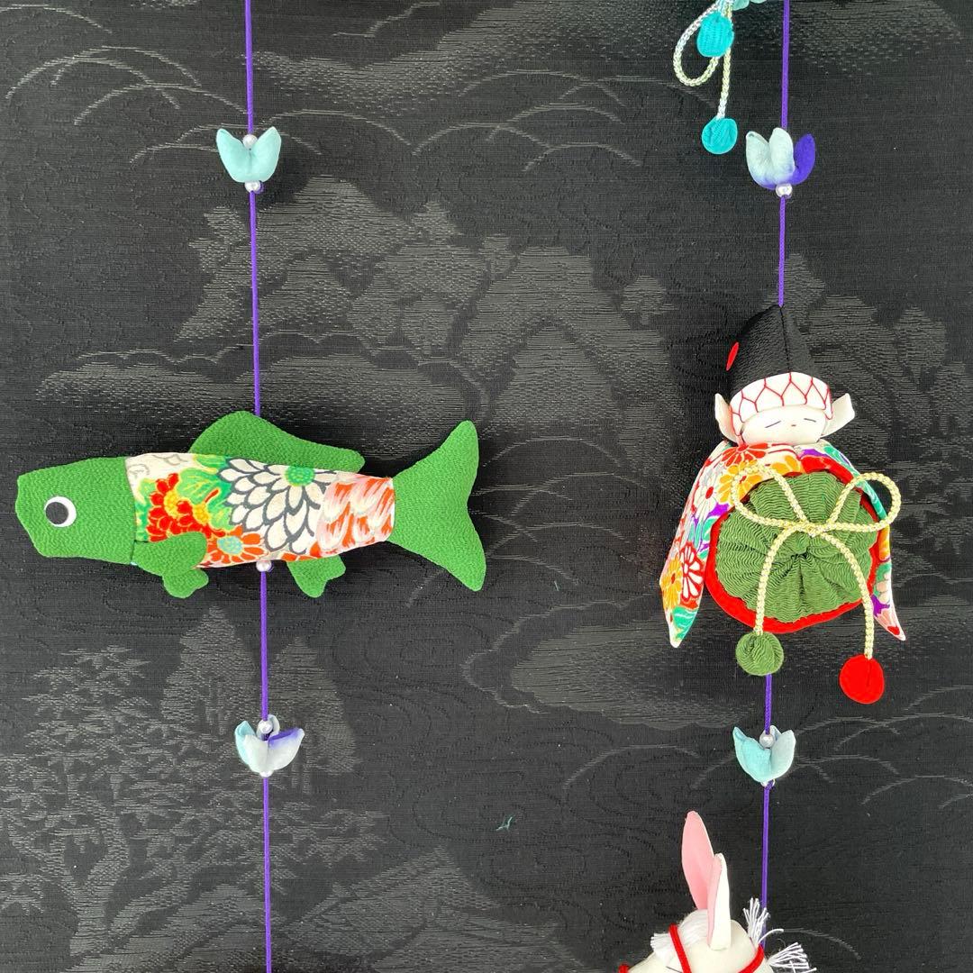 141 ちりめん細工　端午の節句タペストリー　吊るし飾り　古布