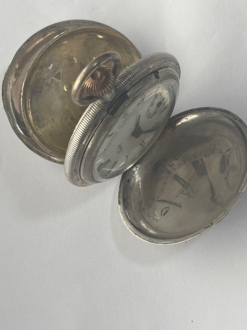 懐中時計　TRUSTY トラスティ　犬のマーク　シルバーケース レトロ