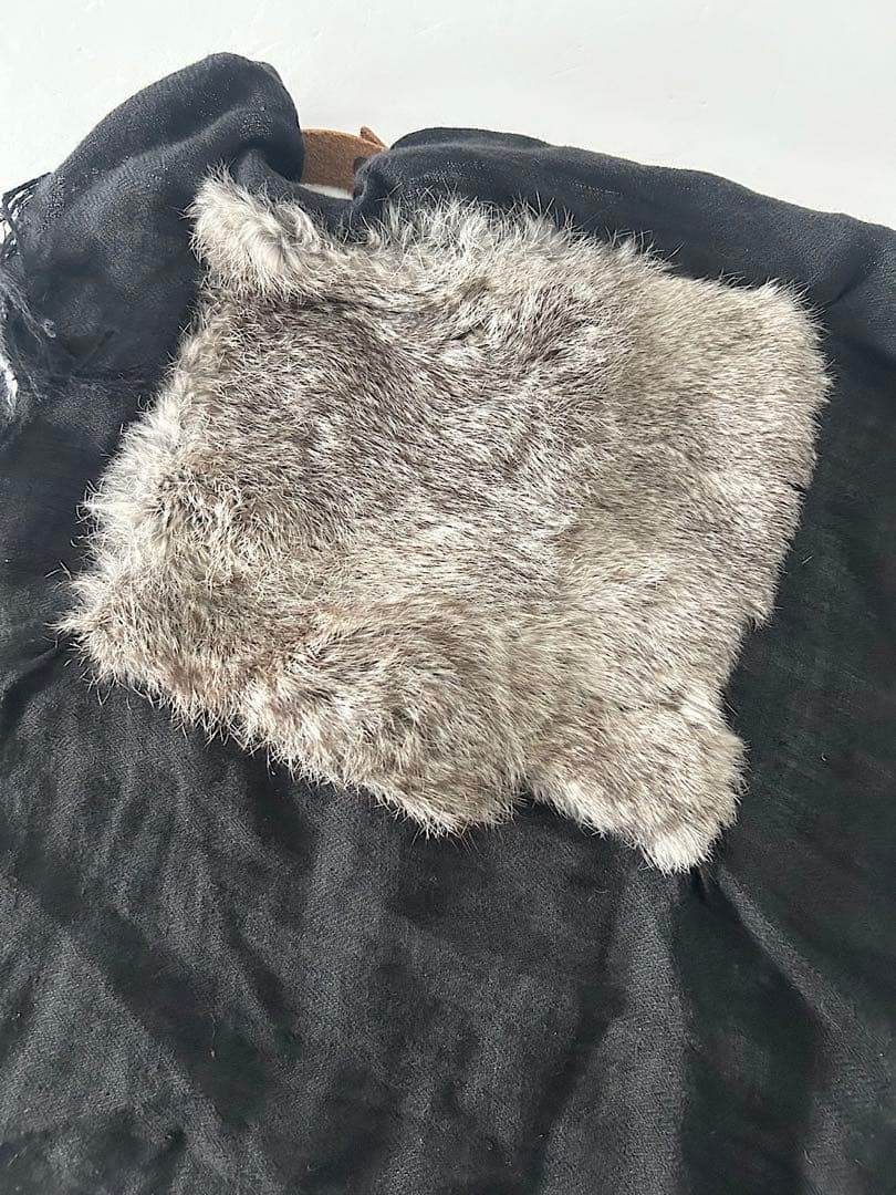 【美品】ebagos　ラビットファー付きカバー　被せ布　カゴバッグ