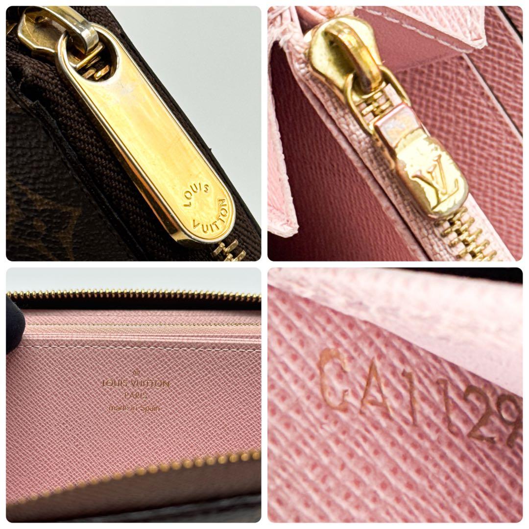 ルイヴィトン モノグラム ジッピーウォレット ピンク 財布 ファスナー ローズ