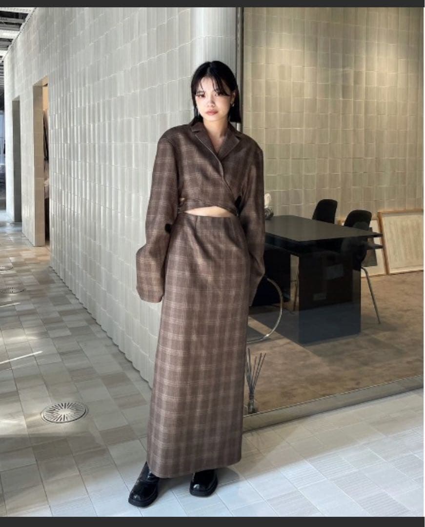 今期　ほぼ新品　Ameri WAIST CROSS CHECK DRESSワンピ