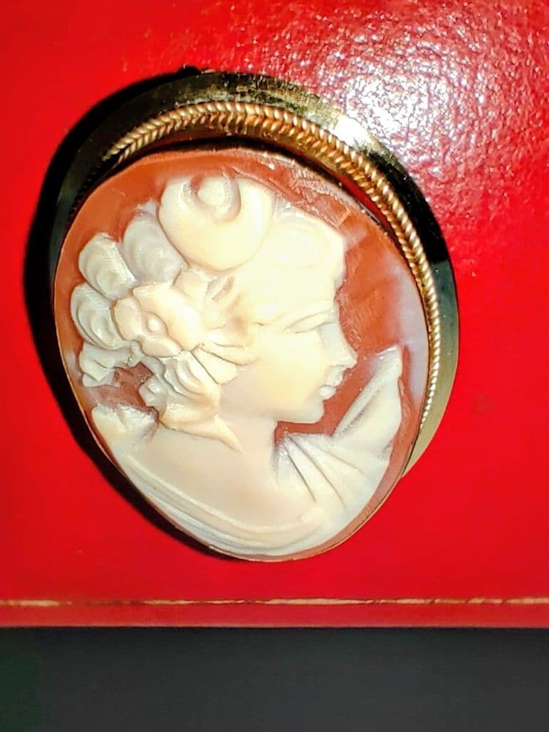 イタリア　ナポリ　18K　シェルカメオ ペンダントトップ/ブローチ
