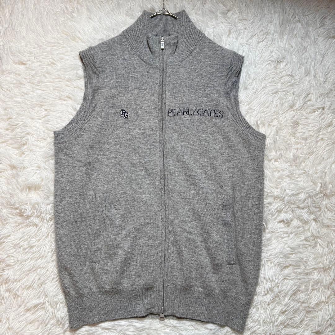22様未使用級 パーリーゲイツ 現行 カシミヤ ジップニットベスト 定価3.7万