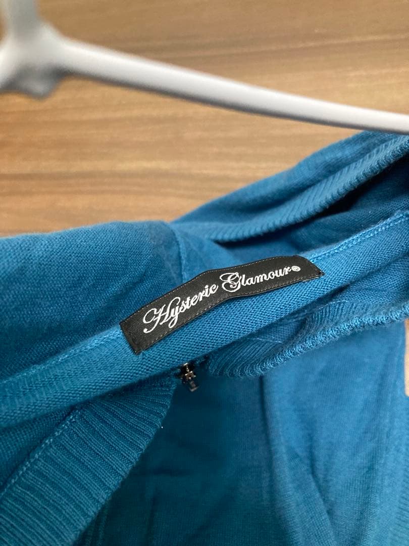 ヒステリックグラマー y2k ジップアップ パーカー ブルー プリント グランジ