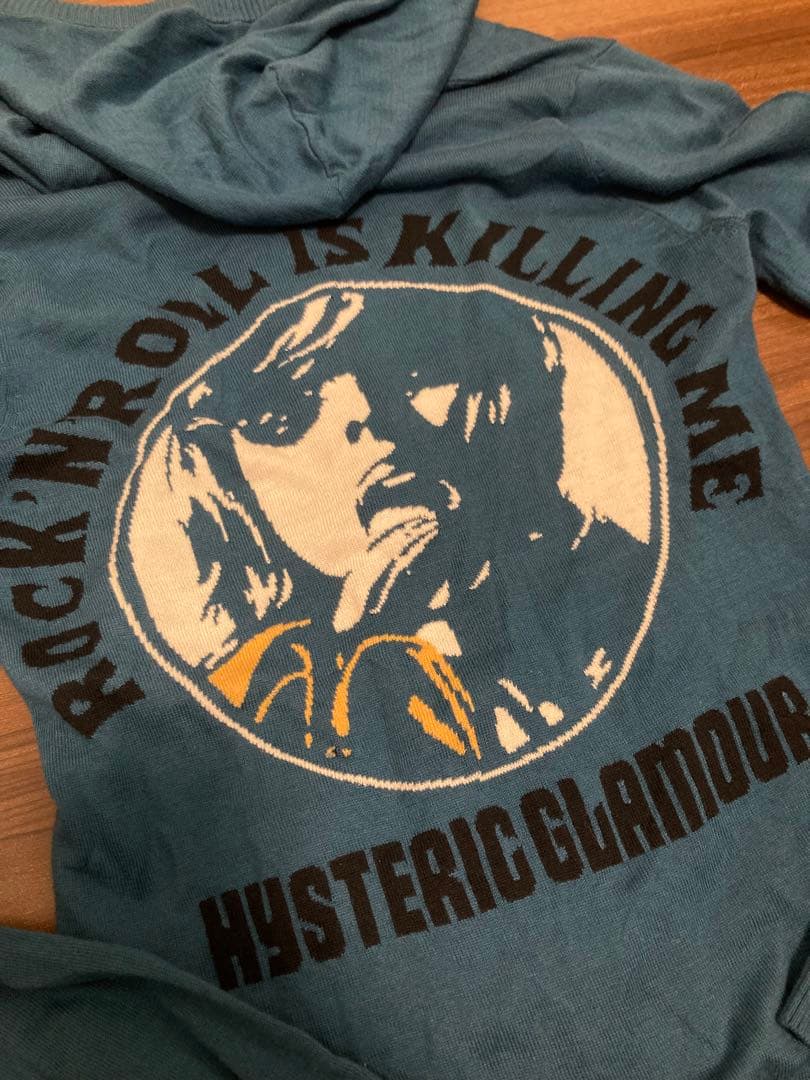 ヒステリックグラマー y2k ジップアップ パーカー ブルー プリント グランジ