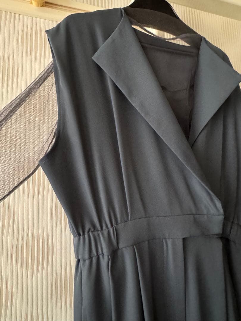 シアートップス スタンドアウトカラー オールインワン パンツドレス