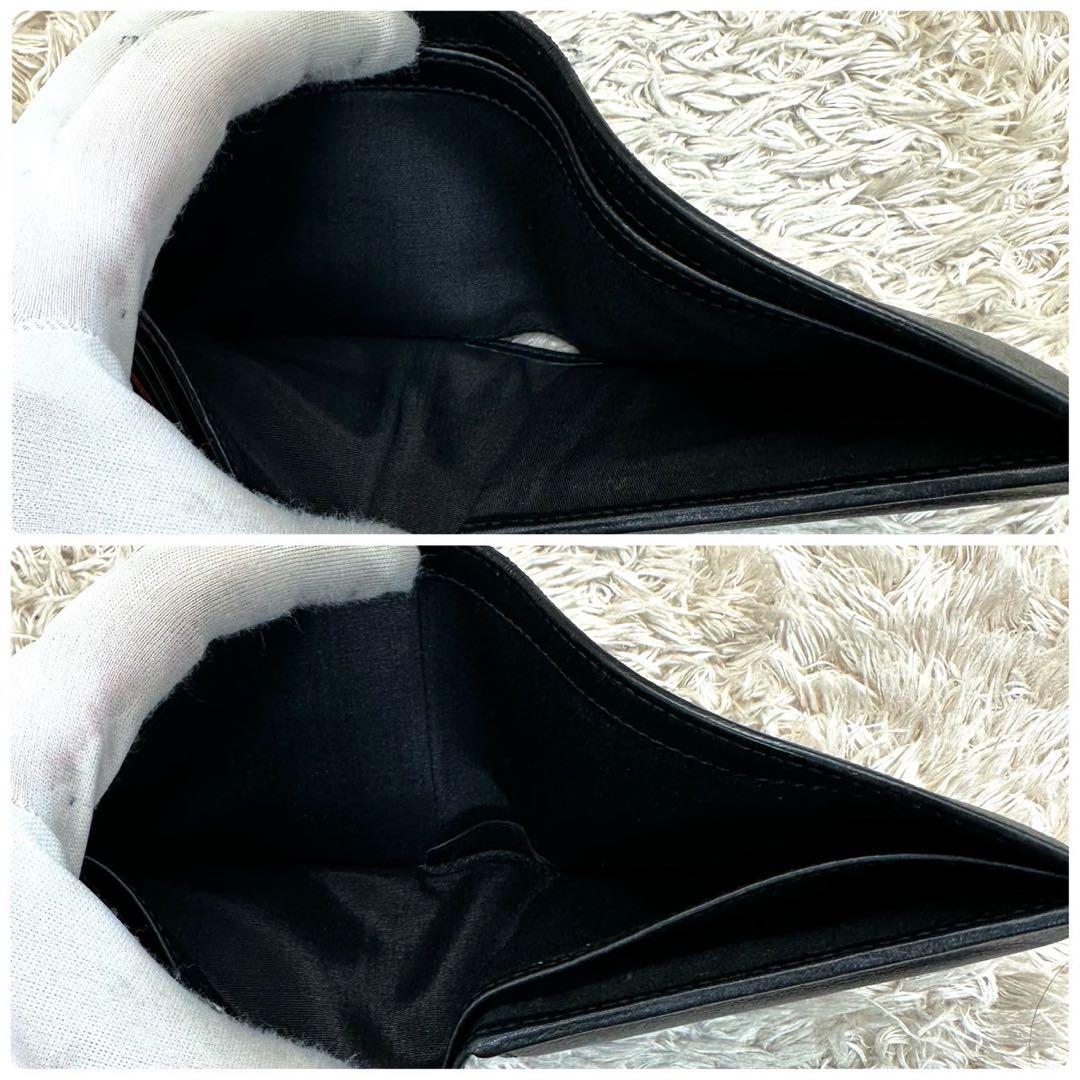 【美品】DIOR 二つ折り財布 ブラック ホワイト チェック柄