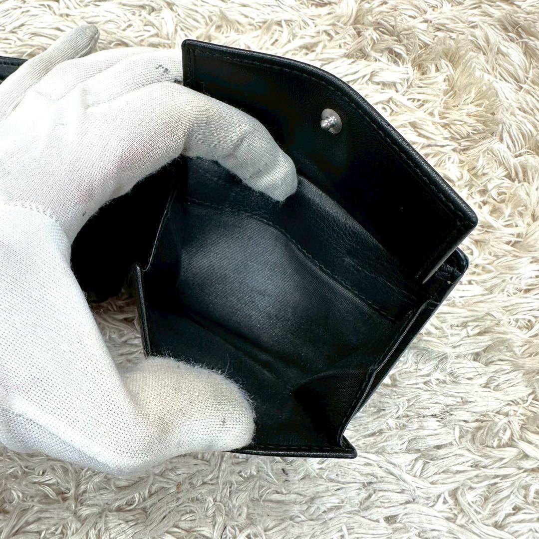 【美品】DIOR 二つ折り財布 ブラック ホワイト チェック柄