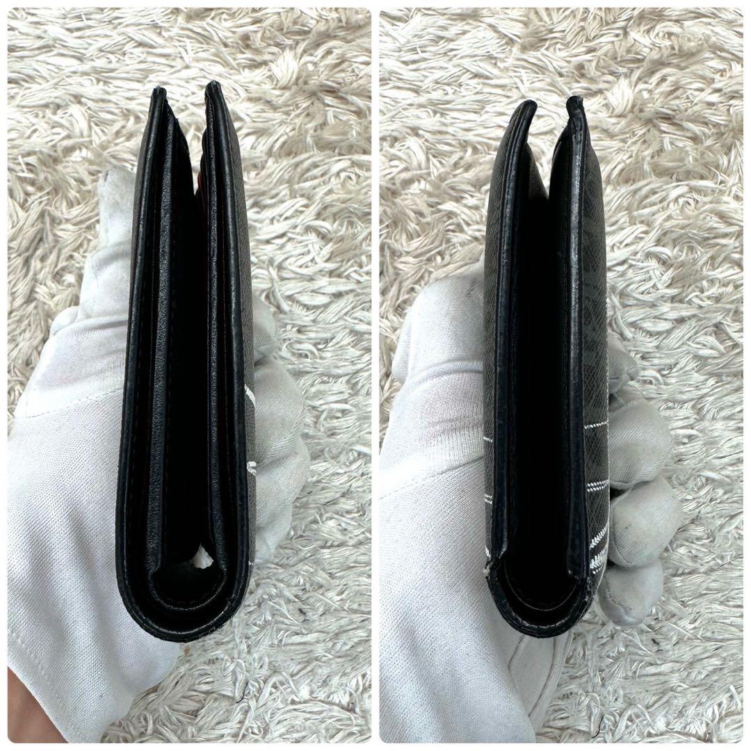 【美品】DIOR 二つ折り財布 ブラック ホワイト チェック柄