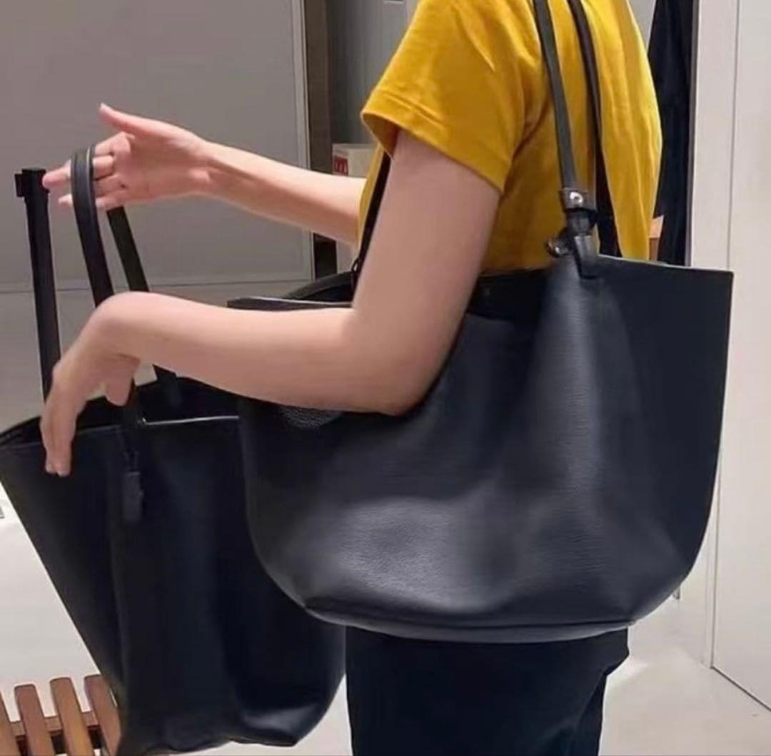 新品★押し跡有THE ROW 牛革バケットトート 大容量 ショルダー 通勤バッグ