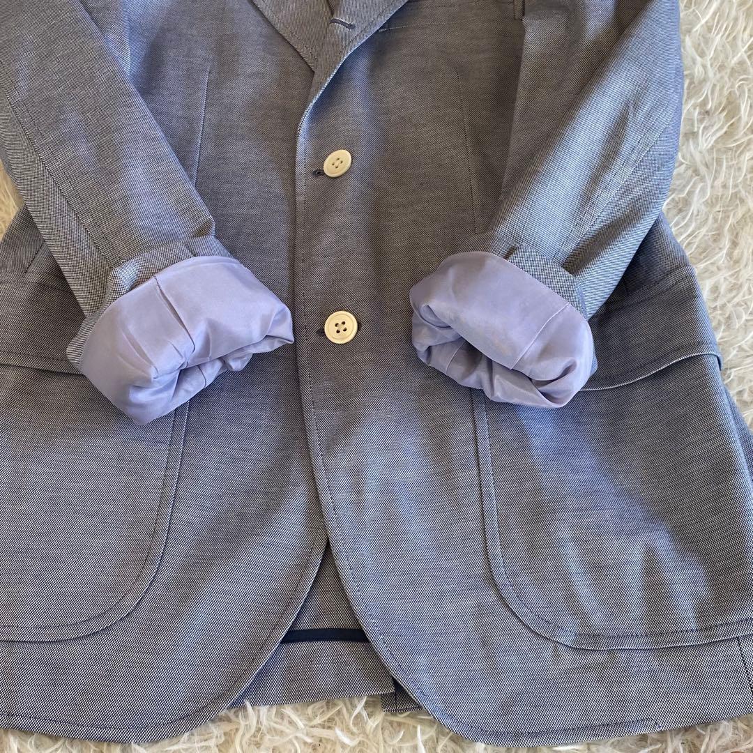 極美品✨ジェイプレス　アンコンジャケット　貝ボタン　水色　M