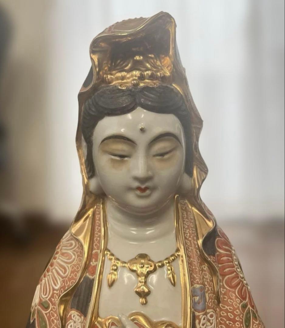 九谷焼　観音菩薩　金彩　美術置物　仏像　お守り