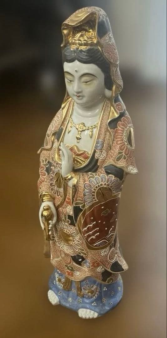 九谷焼　観音菩薩　金彩　美術置物　仏像　お守り