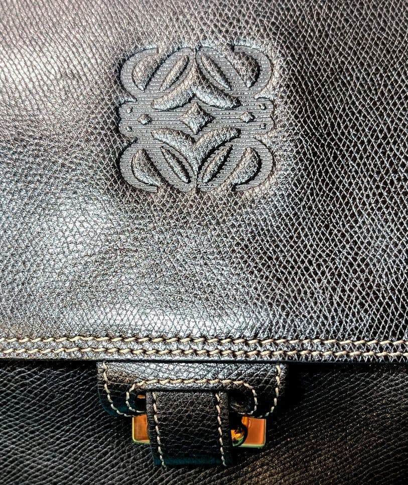 ♥極美品♥ロエベ OLD LOEWE ショルダーバッグ アナグラム レザー 黒