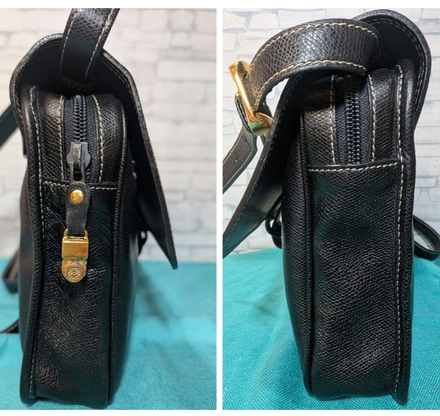 ♥極美品♥ロエベ OLD LOEWE ショルダーバッグ アナグラム レザー 黒