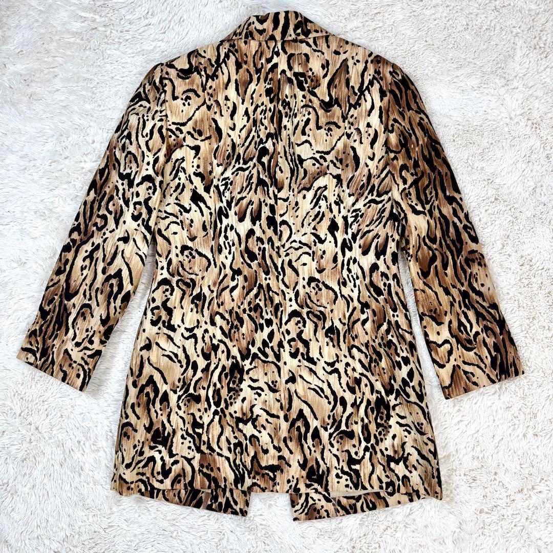 レオナール テーラード ジャケット 1釦 レオパード 豹柄 ウール シルク混
