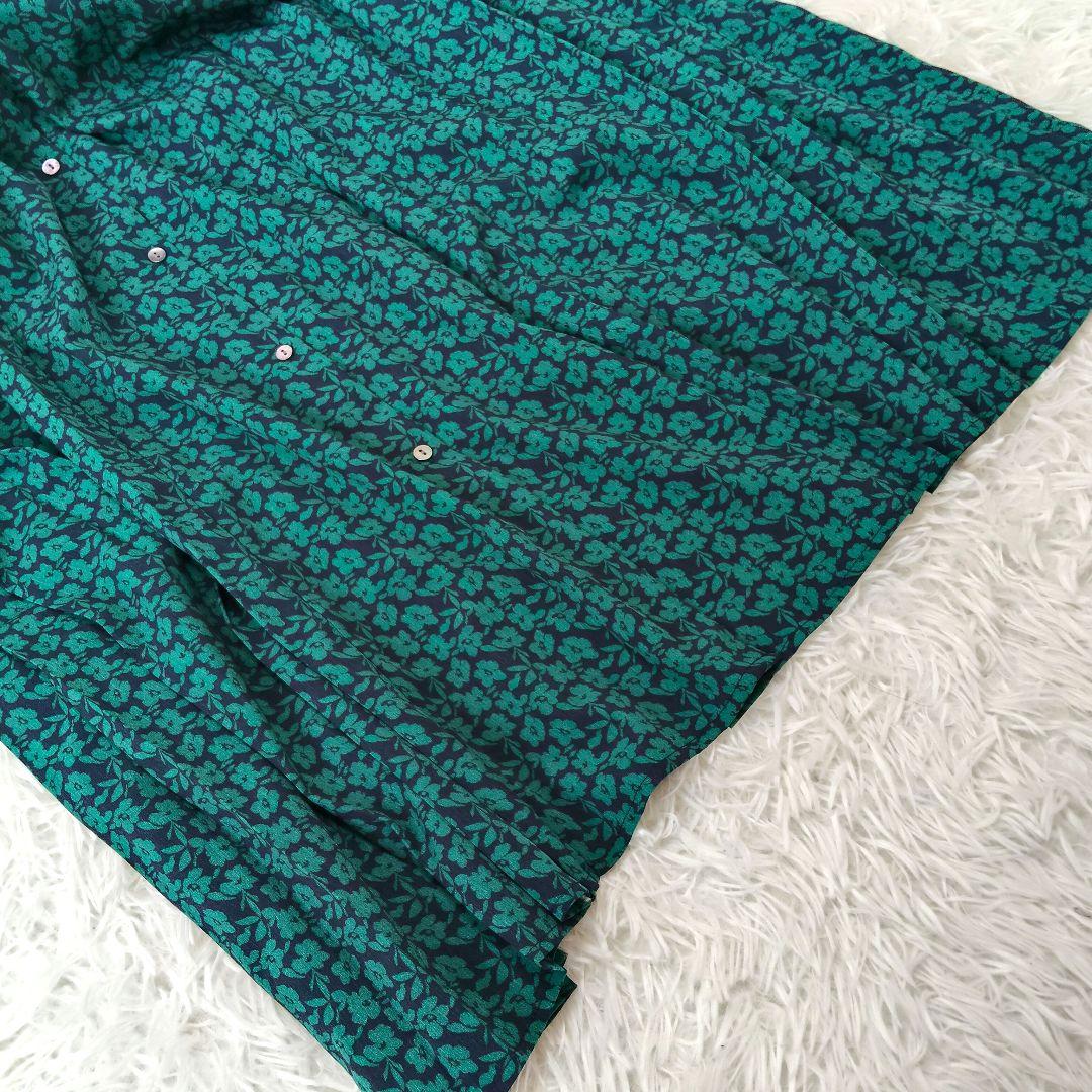 932 シップス ドット / 花柄 バンドカラー サイド プリーツ ワンピース