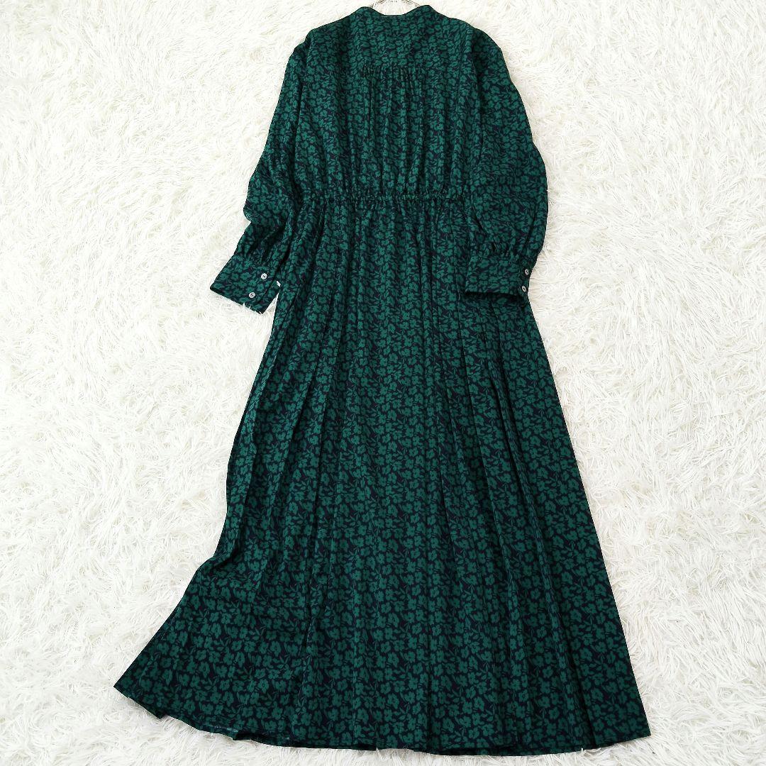 932 シップス ドット / 花柄 バンドカラー サイド プリーツ ワンピース