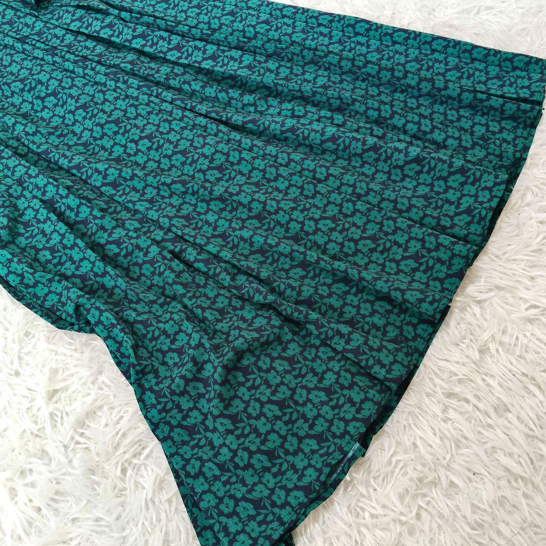 932 シップス ドット / 花柄 バンドカラー サイド プリーツ ワンピース