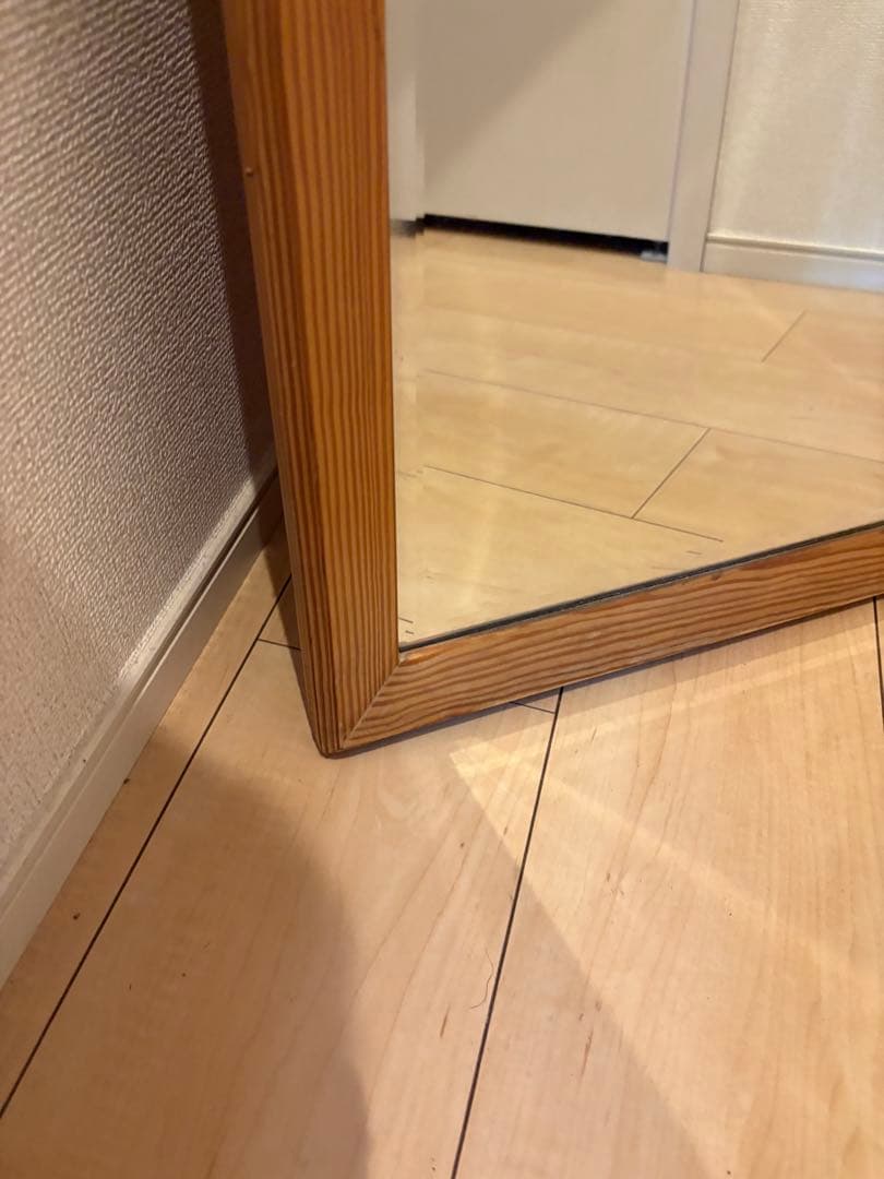 カントリー調 オーク材フレーム 大型ウォールミラー カナディアン/アンティーク