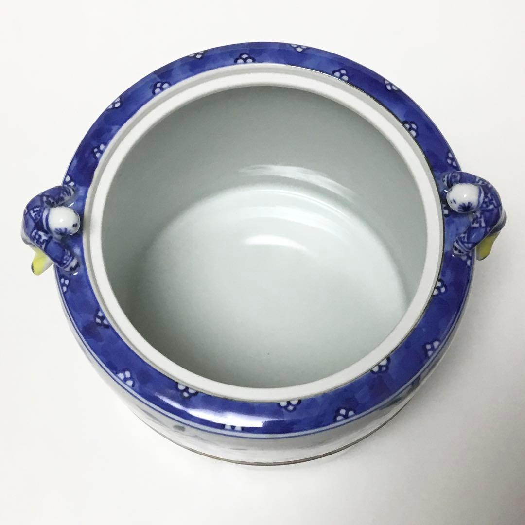 水指 色絵 花島 二閑人 幸風作 茶道具 古物品