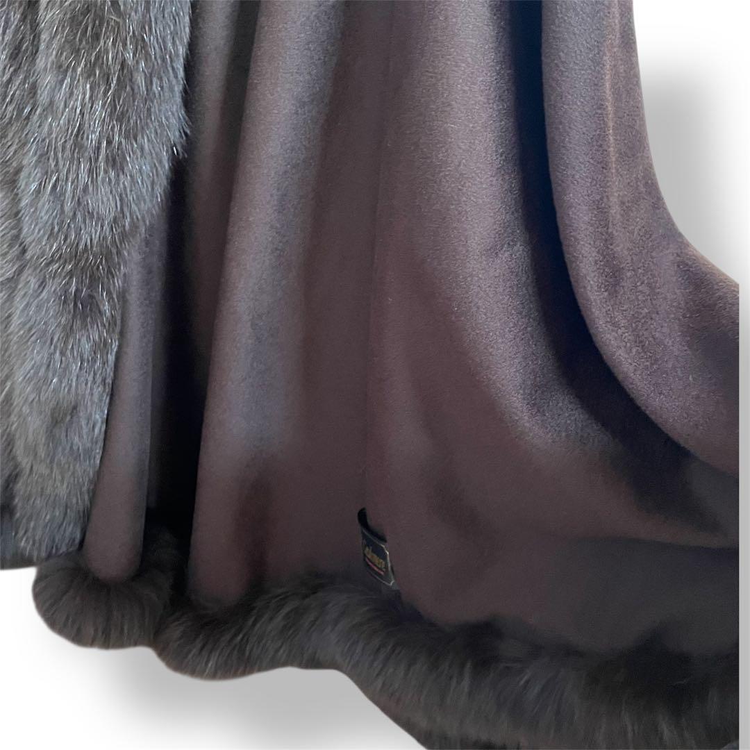 BALMAIN 最高級 カシミヤ100％ ブルーフォックス ポンチョ ブラウン