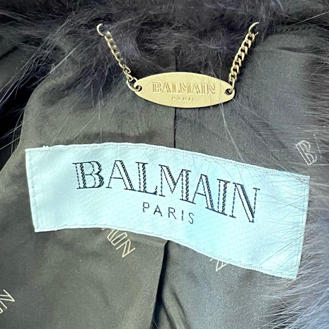 BALMAIN 最高級 カシミヤ100％ ブルーフォックス ポンチョ ブラウン