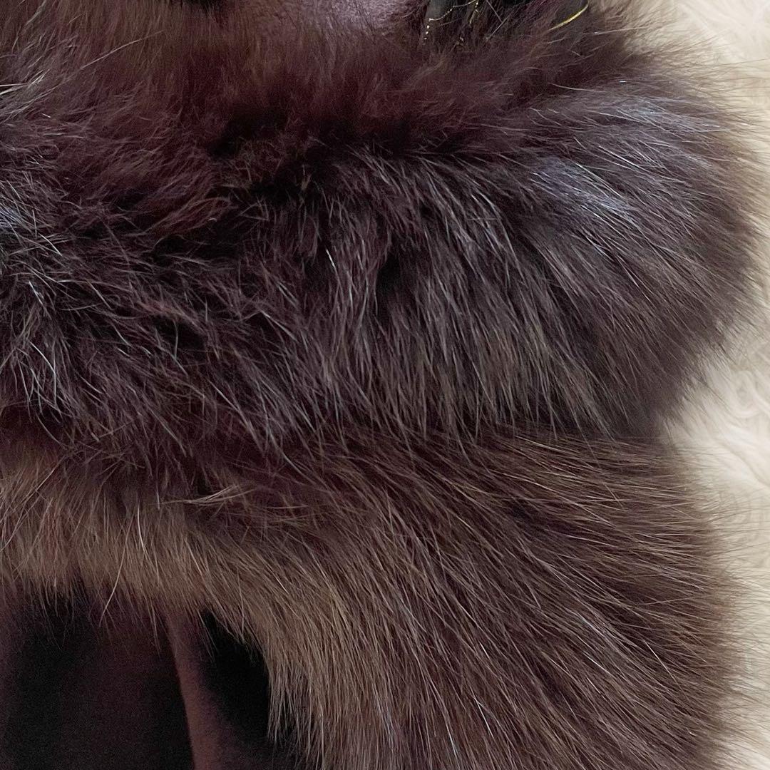 BALMAIN 最高級 カシミヤ100％ ブルーフォックス ポンチョ ブラウン