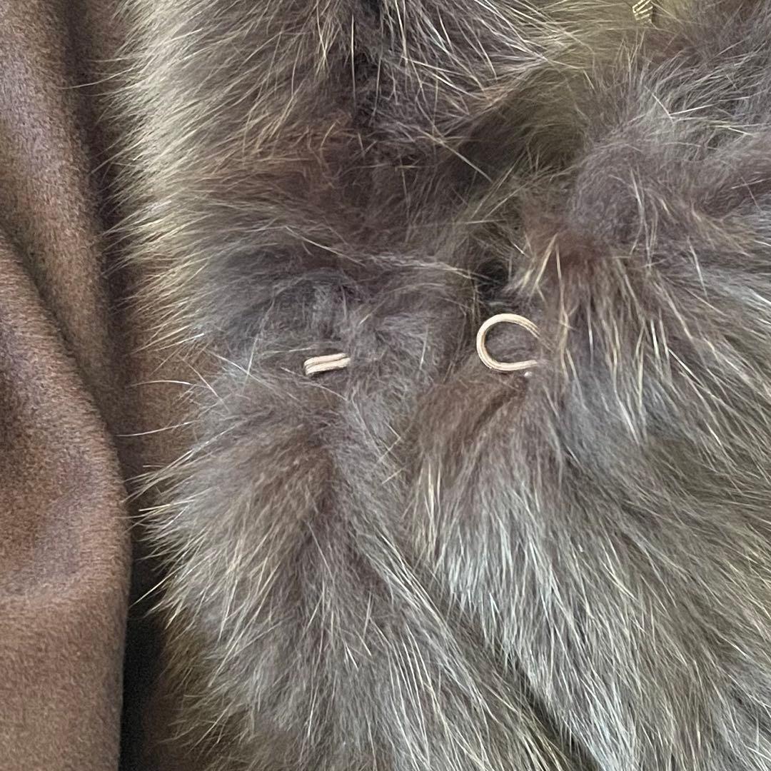 BALMAIN 最高級 カシミヤ100％ ブルーフォックス ポンチョ ブラウン