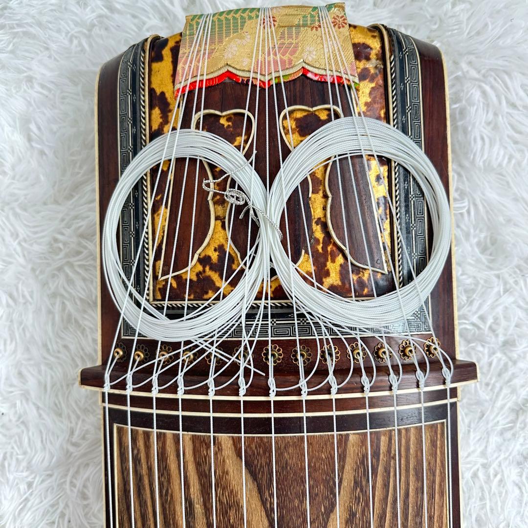 琴　13弦 弦楽器 文化琴 和楽器　龍　金彩　猫足　すだれ掘り