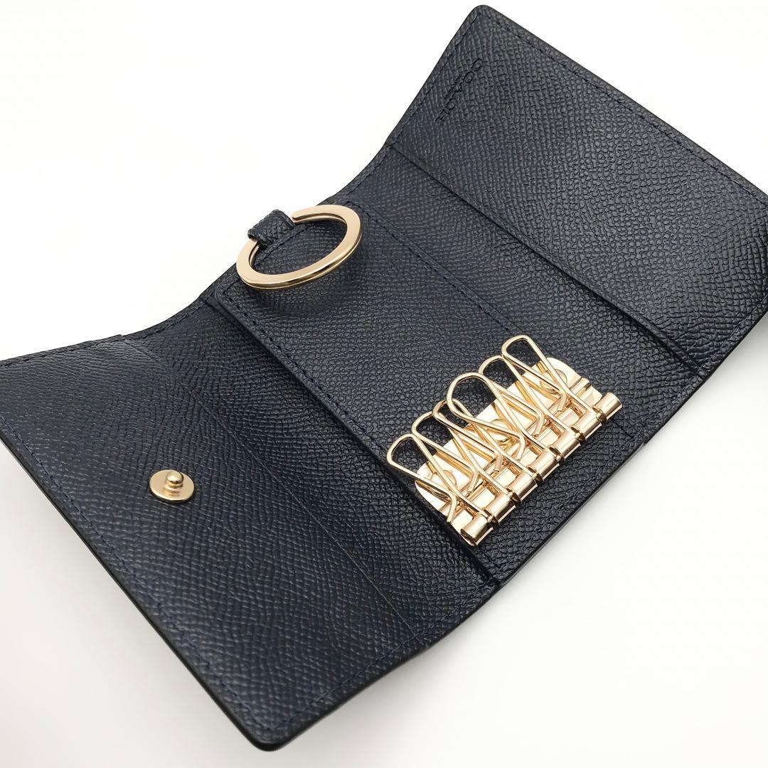 COACH 大人気！！ 6リングキーケース クロスグレインレザー ネイビー 新品