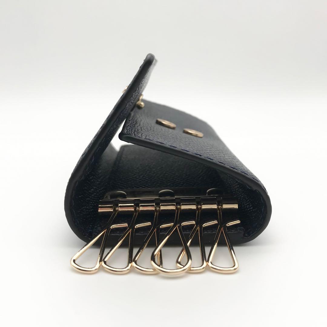 COACH 大人気！！ 6リングキーケース クロスグレインレザー ネイビー 新品