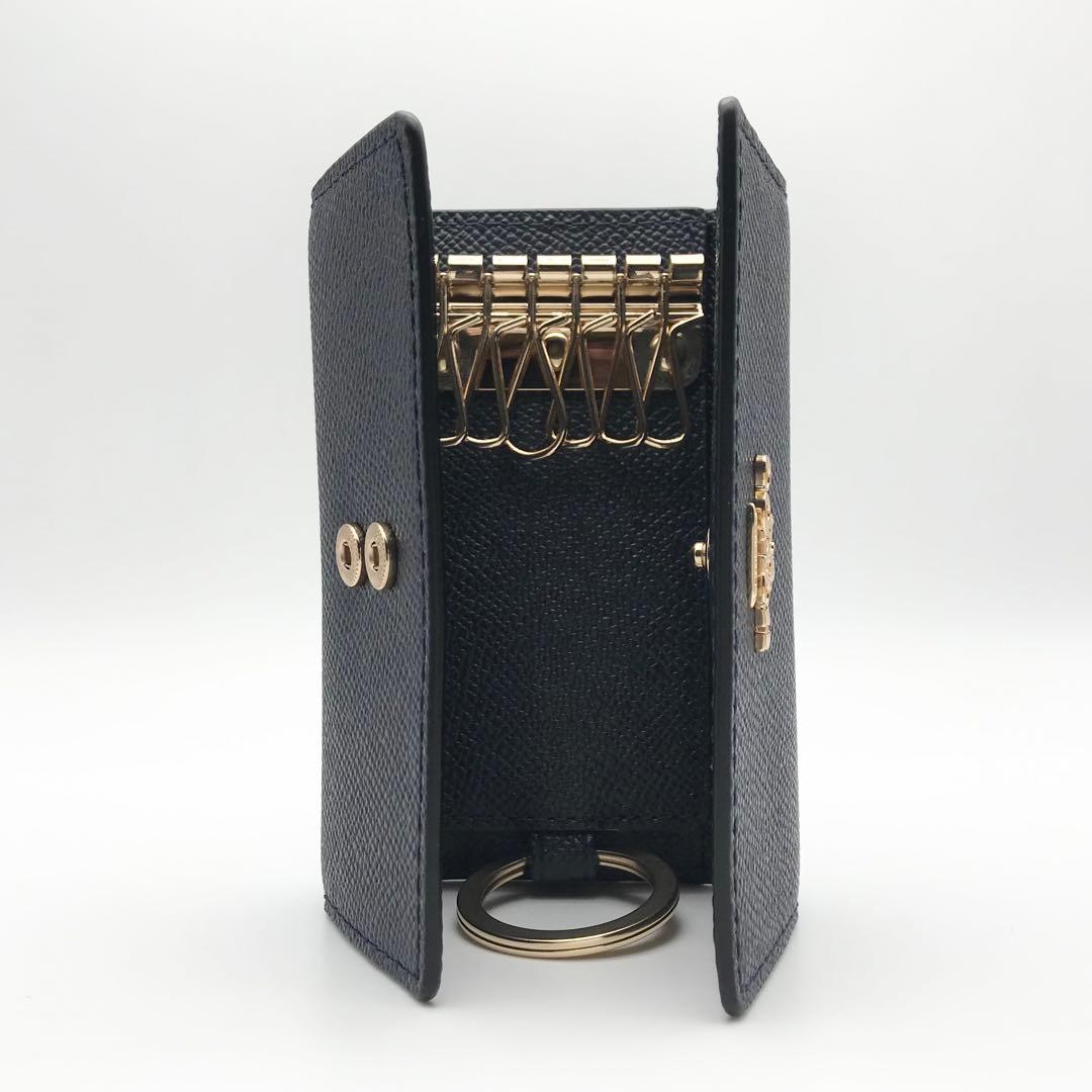 COACH 大人気！！ 6リングキーケース クロスグレインレザー ネイビー 新品