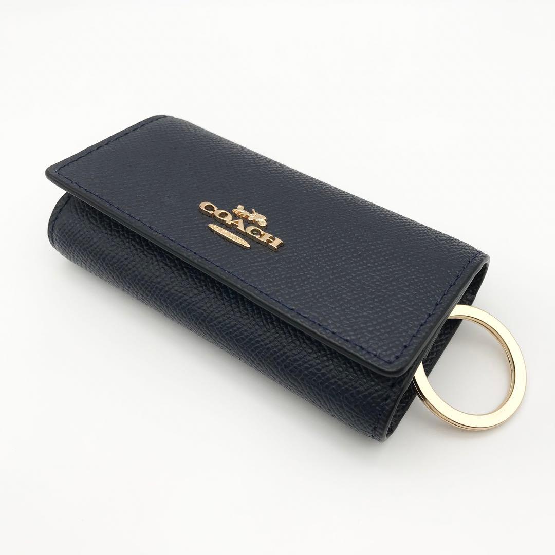 COACH 大人気！！ 6リングキーケース クロスグレインレザー ネイビー 新品