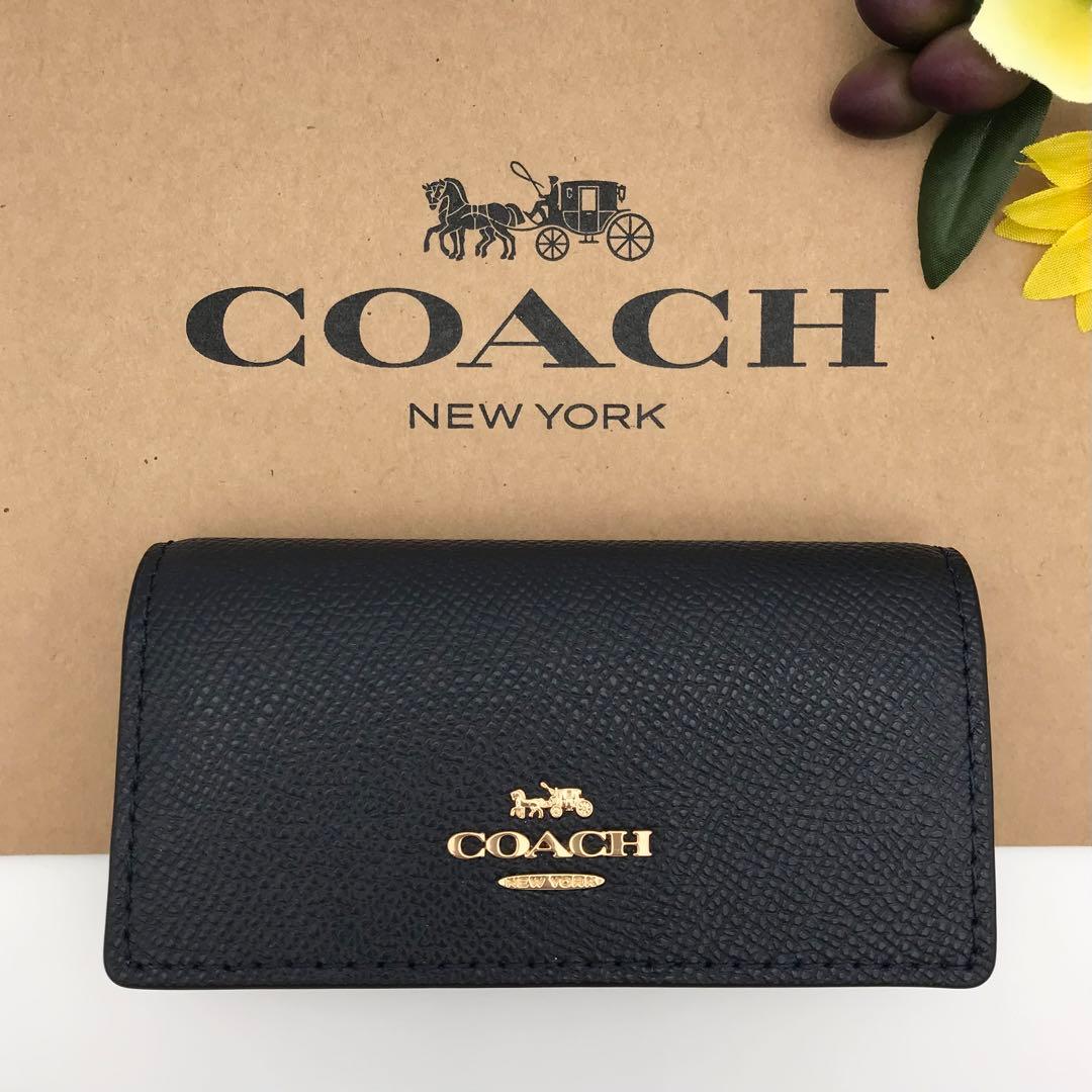 COACH 大人気！！ 6リングキーケース クロスグレインレザー ネイビー 新品