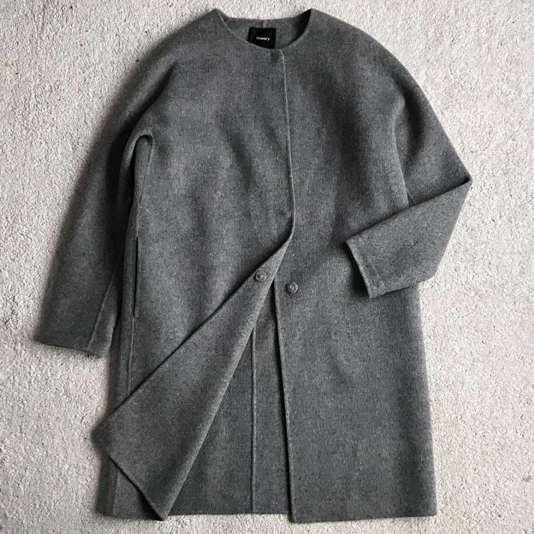 ✨極美品✨現行品 セオリー カシミヤ リバーコート ダブルフェイス ノーカラー