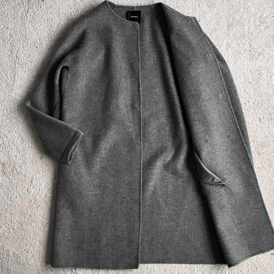 ✨極美品✨現行品 セオリー カシミヤ リバーコート ダブルフェイス ノーカラー