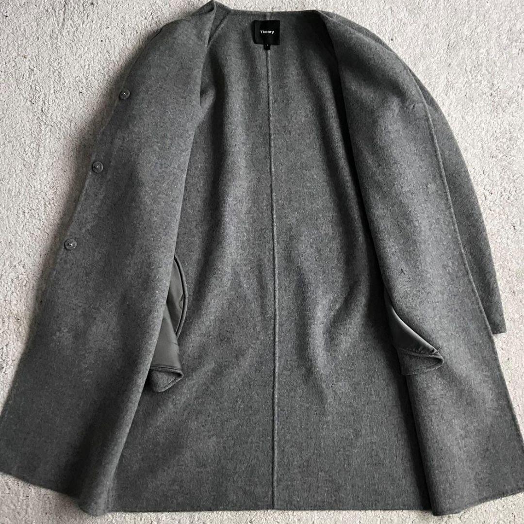 ✨極美品✨現行品 セオリー カシミヤ リバーコート ダブルフェイス ノーカラー