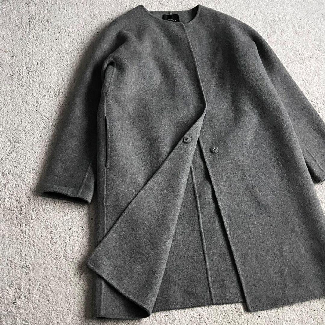 ✨極美品✨現行品 セオリー カシミヤ リバーコート ダブルフェイス ノーカラー