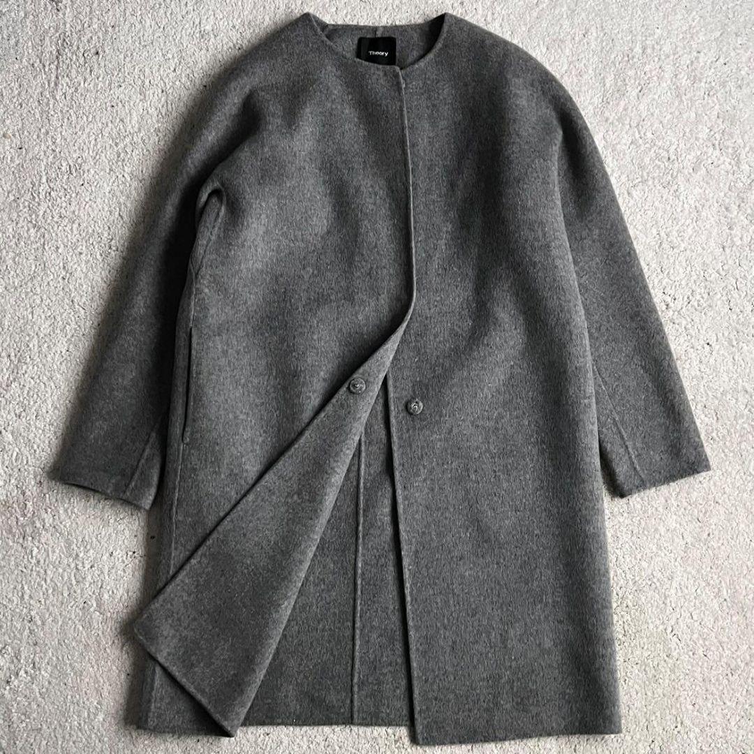 ✨極美品✨現行品 セオリー カシミヤ リバーコート ダブルフェイス ノーカラー