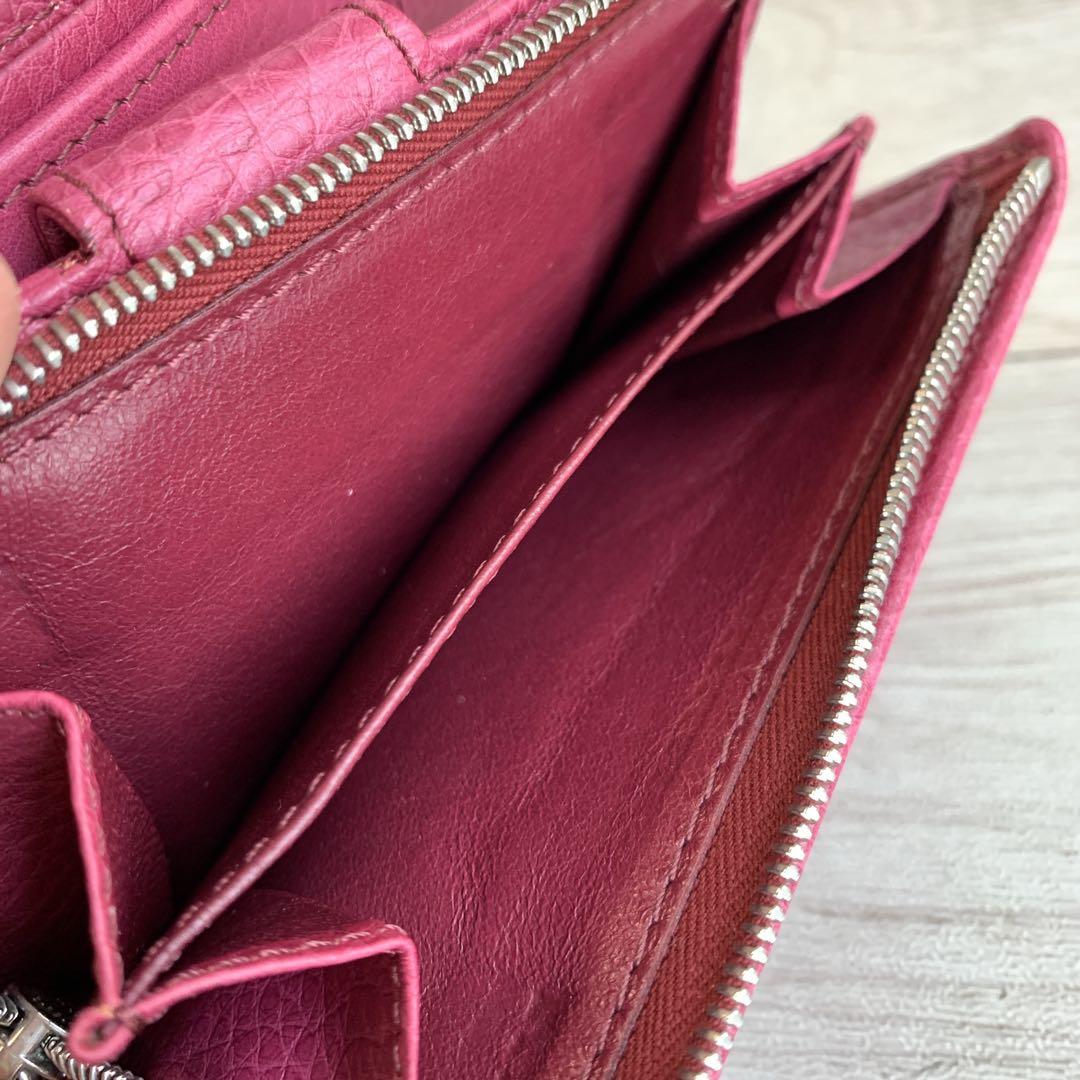 【ヒロフ】美品✨レディース二つ折り財布　ローズピンク　可愛い便利