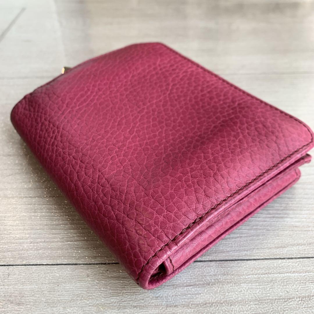 【ヒロフ】美品✨レディース二つ折り財布　ローズピンク　可愛い便利