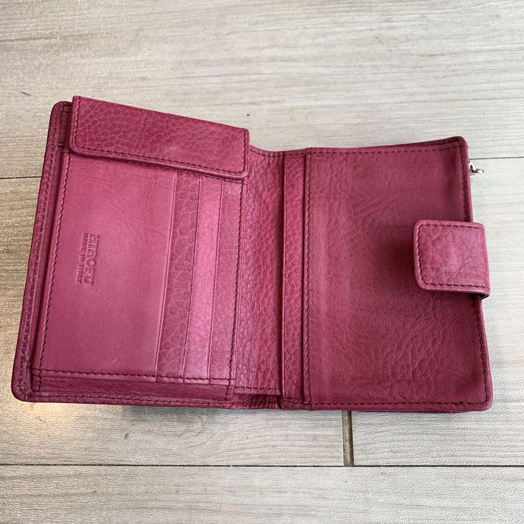 【ヒロフ】美品✨レディース二つ折り財布　ローズピンク　可愛い便利