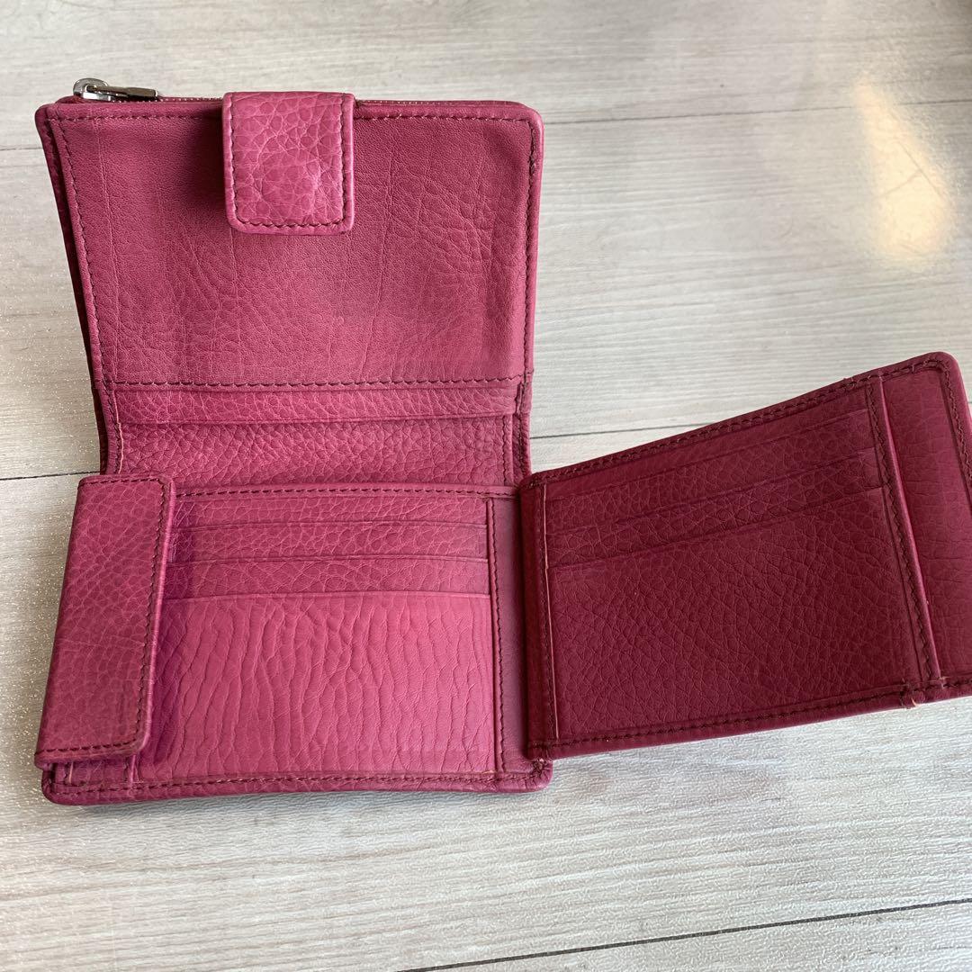 【ヒロフ】美品✨レディース二つ折り財布　ローズピンク　可愛い便利