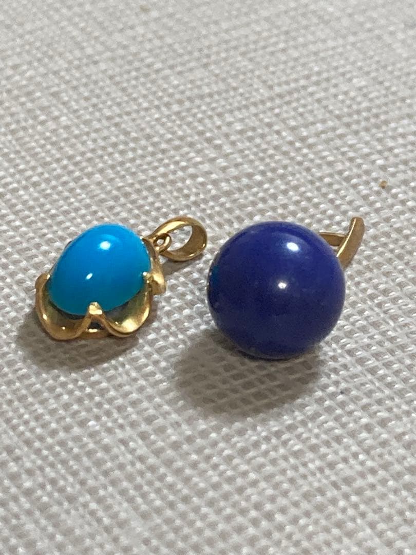 k18 トルコ石　ラピスラズリ　トップ　セット販売