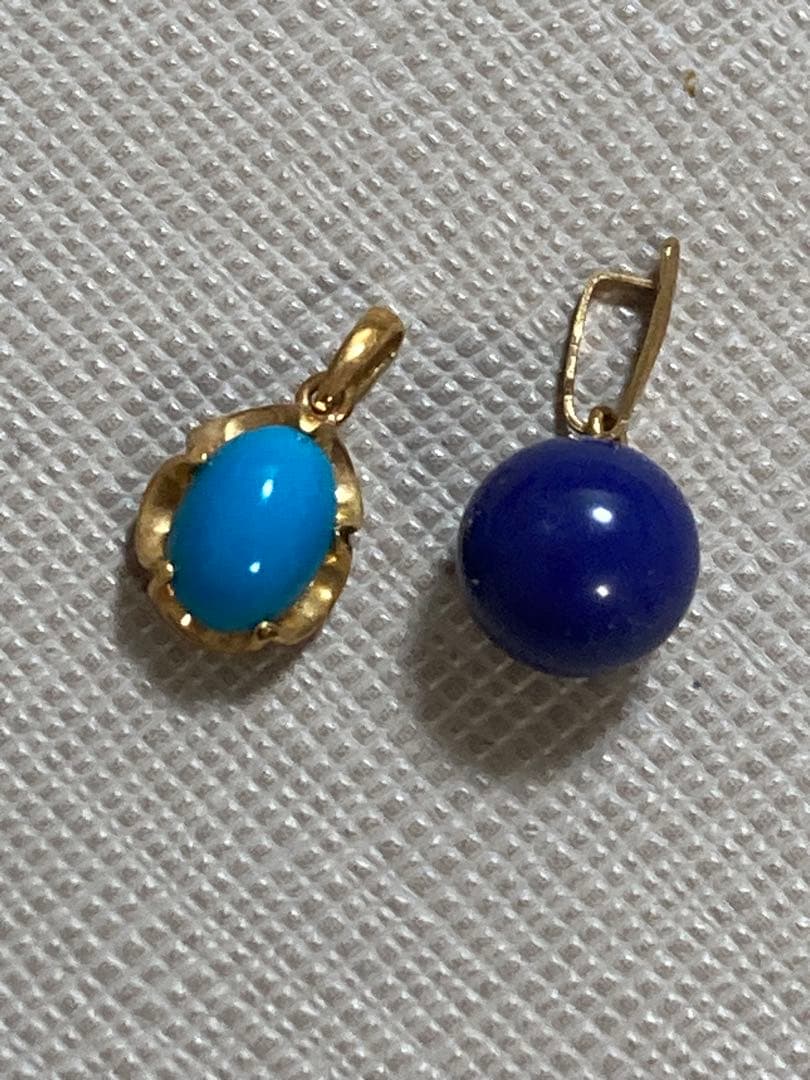 k18 トルコ石　ラピスラズリ　トップ　セット販売